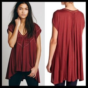 Free People Women's Red/Wine Abigail Lace-Detail